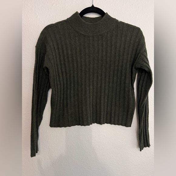 Madewell Mockneck Crop Sweater Green Heather Dark Forest Size XXS. - Picture 4 of 8